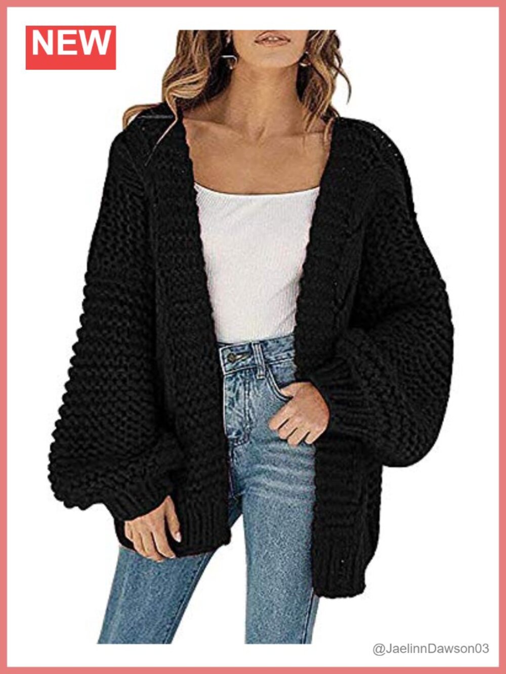 Chunky Cable Knit Open Front Oversized Cardigan Sweater